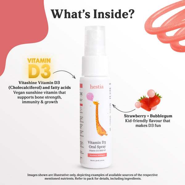 Kids Vitamin D3 Oral Spray 600 IU - Strawberry Bubblegum Flavour