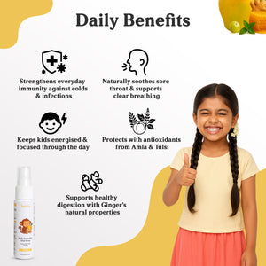 Kids Daily Immunity Oral Spray – Honey, Amla, Tulsi & Ginger - Mango Flavour