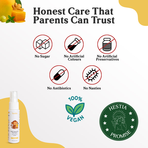 Kids Daily Immunity Oral Spray – Honey, Amla, Tulsi & Ginger - Mango Flavour