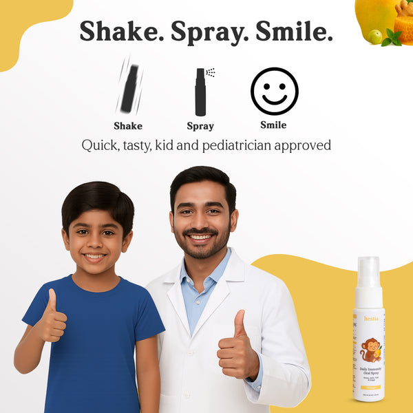 Kids Daily Immunity Oral Spray – Honey, Amla, Tulsi & Ginger - Mango Flavour